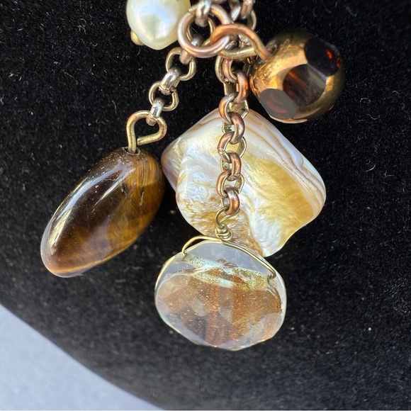 Lia Sophia Matte Gold Tiger's Eye Pendant Choker Necklace - Picture 5 of 10